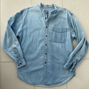 Vintage TT & Co Sport Blue Denim Button Down Shirt - Sz M